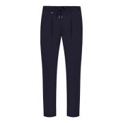 Blauwe Chino Broek Wol Elastische Taille Hugo Boss , Blue , Heren