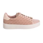 Ronde Canvas Sneakers met Merkprint Michael Kors , Pink , Dames