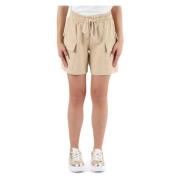 Sportieve katoenen shorts met elastische taille Twinset , Beige , Dame...