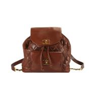 Pre-owned Leather backpacks Chanel Vintage , Brown , Dames