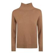 Luxe Beige Cashmere High-Neck Jumper Max Mara , Brown , Dames