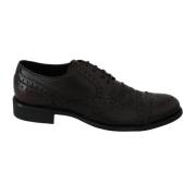 Bruin Leren Brogue Jurkschoenen Dolce & Gabbana , Black , Heren