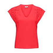 Casual Katoenen T-shirt Jacqueline de Yong , Red , Dames