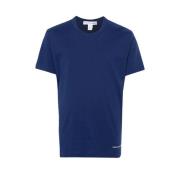 Logo-bedrukt katoenen T-shirt in blauw Comme des Garçons , Blue , Here...