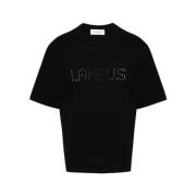 Studded Zwarte Katoenen T-shirt Laneus , Black , Heren