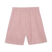 Gestreepte high-waisted linnen zijden shorts Cortana , Pink , Dames