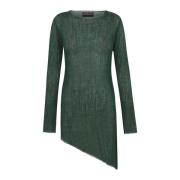 Groene top van maagdelijke wol met ronde hals Cortana , Green , Dames