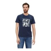 Casual Katoenen T-shirt Emporio Armani , Blue , Heren