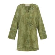 Abstracte Zijden Top Amina Print Cortana , Green , Dames