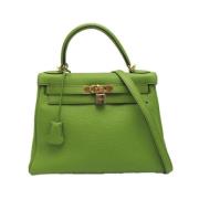 Pre-owned Leather handbags Hermès Vintage , Green , Dames
