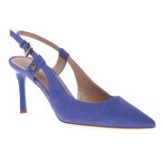 Court shoe in blue suede Baldinini , Blue , Dames