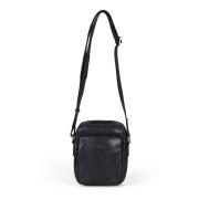 Zwarte Leren Crossbody Tas Howard London , Black , Heren