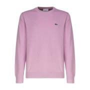 Crew Neck Sweater met Iconisch Logo Lacoste , Pink , Heren