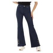 Donkerblauwe Flared Jeans met Vijf Zakken Michael Kors , Blue , Dames