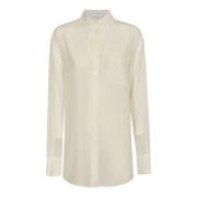 Witte Zijden Shirt Kristal Detail Sportmax , White , Dames