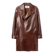 Tumbled Leather Double Breasted Coat Séfr , Brown , Heren