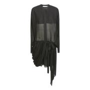 Georgette Gedrapeerde Jurk REV , Black , Dames