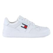 Leren Retro Basket Sneakers Tommy Jeans , White , Dames