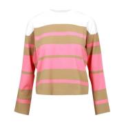 Gestreepte Katoenen Ronde Hals Sweaters Kaos , Multicolor , Dames