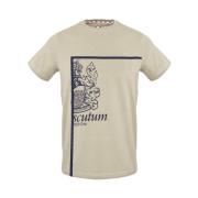 Korte Mouw Ronde Hals Katoenen T-shirt Aquascutum , Brown , Heren