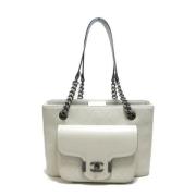 Pre-owned Leather totes Chanel Vintage , White , Dames