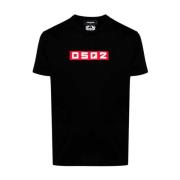 Logo T-shirt in zwart katoen Dsquared2 , Black , Heren