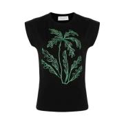 Zwarte Palmboom T-shirt Ermanno Scervino , Black , Dames