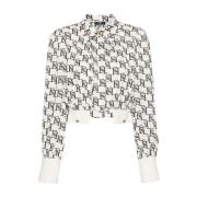 Logo Print Georgette Shirt Elisabetta Franchi , Multicolor , Dames