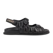 Gewatteerde Leren Sandaal Zwart Pinko , Black , Dames