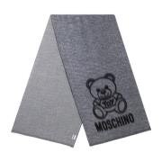 Grijze Wollen Sjaal met Logo Borduurwerk Moschino , Multicolor , Unise...