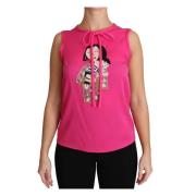 Roze Zijden Familie Tank Top Shirt Dolce & Gabbana , Pink , Dames