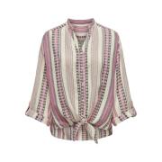 Louise Knoopshirt in Eggnog/Roze Only , Multicolor , Dames