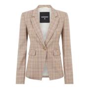 Beige Geruite Blazer Knoopsluiting Zakken Patrizia Pepe , Multicolor ,...