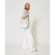 Gehaakte Kant Micro Pull Twinset , White , Dames