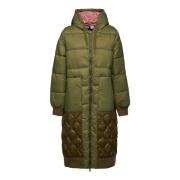 Bicolor Nylon Parka met Ribgebreide Manchetten OOF Wear , Green , Dame...