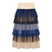 Hoge Taille Tule Rok Kobaltblauw Elisabetta Franchi , Multicolor , Dam...