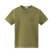 Gekleurd logo T-shirt Woolrich , Green , Heren