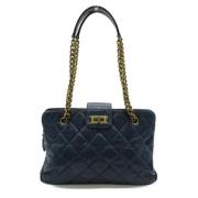 Pre-owned Leather totes Chanel Vintage , Blue , Dames