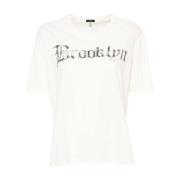 Ivoor Wit Brooklyn Print Katoenen T-shirt R13 , Beige , Dames