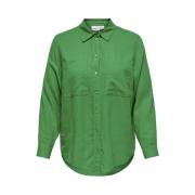Linnen Shirt Groene Bij Only Carmakoma , Green , Dames