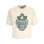 Korte Mouw Katoen Logo T-shirt Fila , Beige , Dames