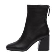 Zwarte leren hoge hak enkellaarzen Steve Madden , Black , Dames