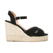 Zwarte Sleehak Espadrilles Sandalen Castañer , Black , Dames