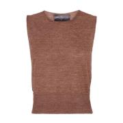 Klei Linnen Gebreid Vest Cortana , Brown , Dames