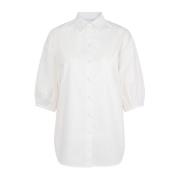 Poplin Oversized Shirt met Pofmouwen One & Other , White , Dames