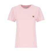 Roze Fox Head Patch Katoenen T-Shirt Maison Kitsuné , Pink , Dames