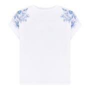 Bloemen Geborduurde Katoenen T-shirts en Polos Twinset , White , Dames