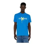 Grafische Print T-shirt John Richmond , Blue , Heren