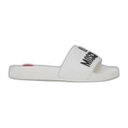 Witte rubberen zool slippers Love Moschino , White , Dames