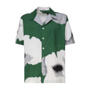 Bloemenportret Print Knoopshirt Valentino Garavani , Green , Heren